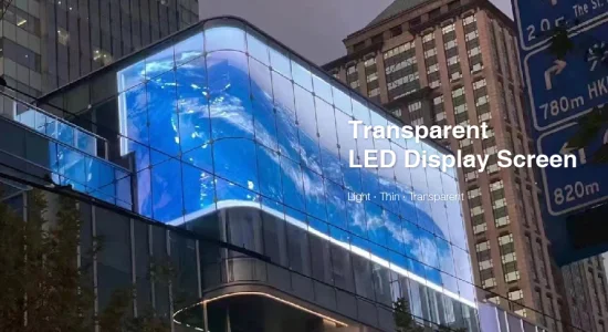 Affichage d'écran LED transparent en verre extérieur